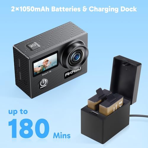 AKASO Brave 4 Action Camera 4K 30fps with 64GB MicroSD U3 Card Bicycle Helmet Accessories Kit Bundle, 20MP Ultra HD 131FT Waterproof Underwater Camera EIS WiFi Remote Control 5X Zoom Sport Cameras - Image 6