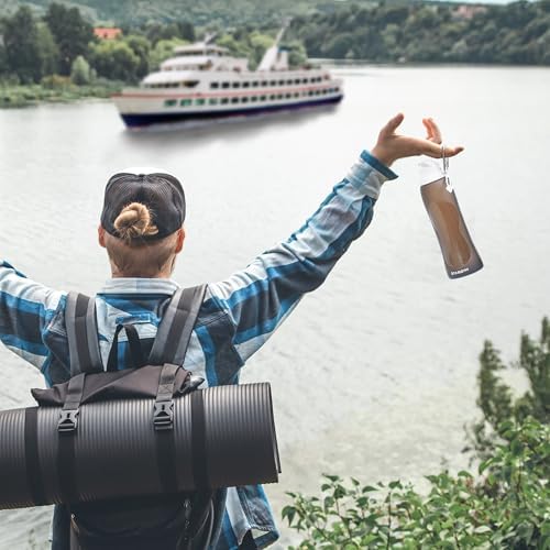 HYDRATE Collapsible Water Bottles for Travel - 17oz Foldable Pocket Bottle - Portable, Flexible, Compact Roll Up Bottles with Carabiner - Refillable Pouch for Hot and Cold Drinks (Black) - Image 7