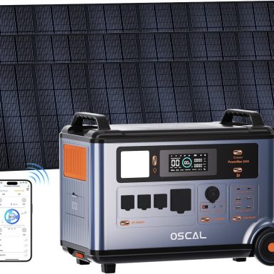 OSCAL PowerMax 3600 Solar Generator with 3x500W Solar Panel, 3600Wh/3600W Power Station with 4 AC Outlets (7200W Peak), 1.2H Full Charging, APP Control Emergency Power Station for Home, Camping 66