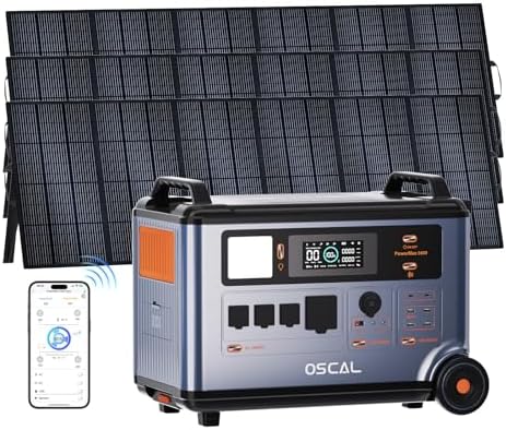 OSCAL PowerMax 3600 Solar Generator with 3x500W Solar Panel, 3600Wh/3600W Power Station with 4 AC Outlets (7200W Peak), 1.2H Full Charging, APP Control Emergency Power Station for Home, Camping 66 - Image 2