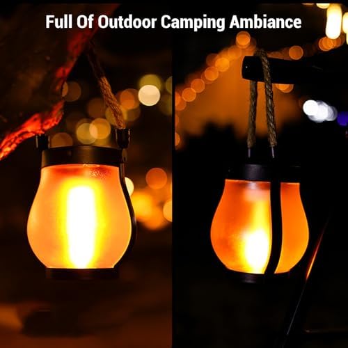 Solar Lantern,Hanging Solar Lights with Warm Light,Hemp Rope Lamp Rainproof Decorate for Outdoor Garden Pathway Yard Table Porch, 400mAh Li Battery - Image 3