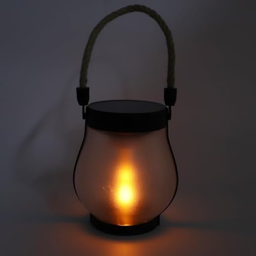Solar Lantern,Hanging Solar Lights with Warm Light,Hemp Rope Lamp Rainproof Decorate for Outdoor Garden Pathway Yard Table Porch, 400mAh Li Battery - Image 6